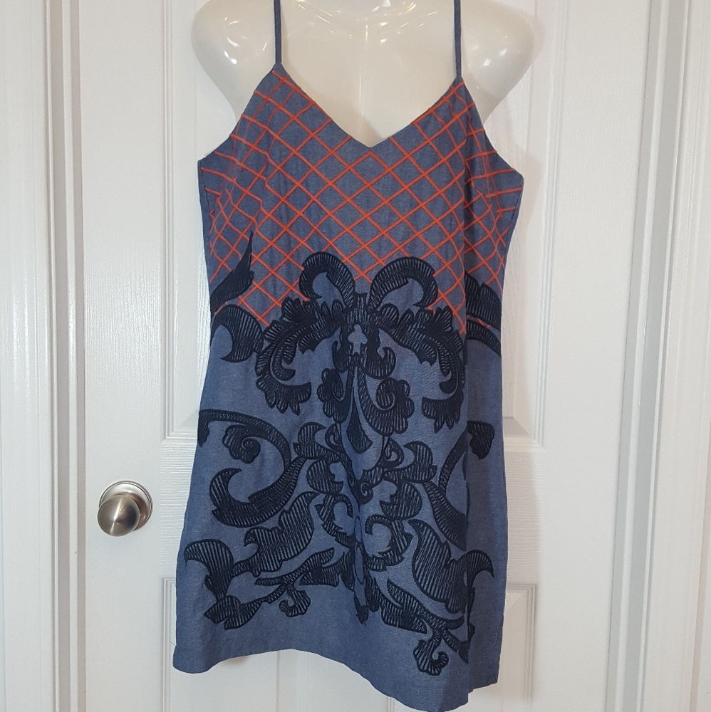 Jealous Tomato Chambray Embroidered Dress Size S